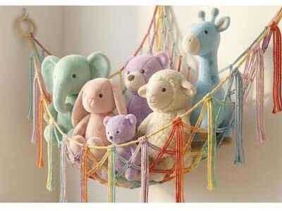 SUSSEXHOME Stuffed Animal Storage Hammock Large Baby Pink