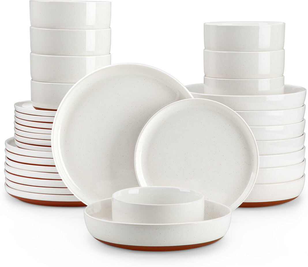 MALACASA 32 Piece Stoneware Dinnerware Set - Service for 8 White 32