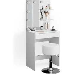 Vicco, Schminktisch, Isabelle mit LED Beleuchtung und Hocker (60 x 40 x 140 cm)