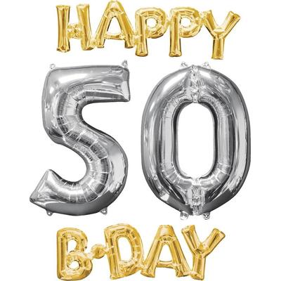 Folienballon 50. Geburtstag gold silber Set
