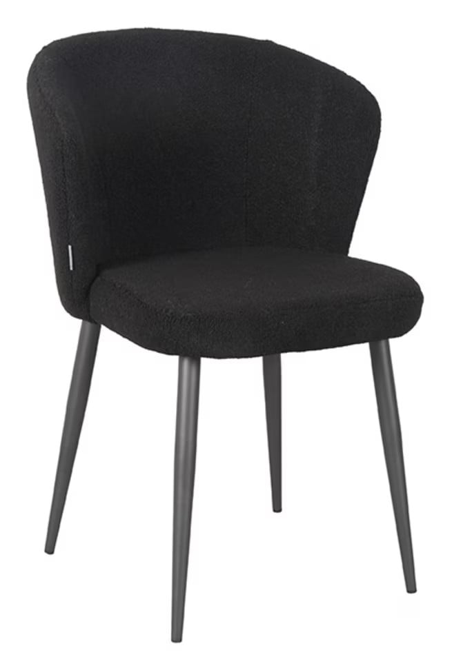 LABEL51 Eetkamerstoel Whirl Teddy Zwart met Metalen Frame