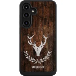 Nivocase Hülle für Samsung Galaxy S25+ Handyhülle NIVOcore Case Schwarz Hirsch Holz Holzoptik (Samsung Galaxy S25+), Smartphone Hülle, Schwarz