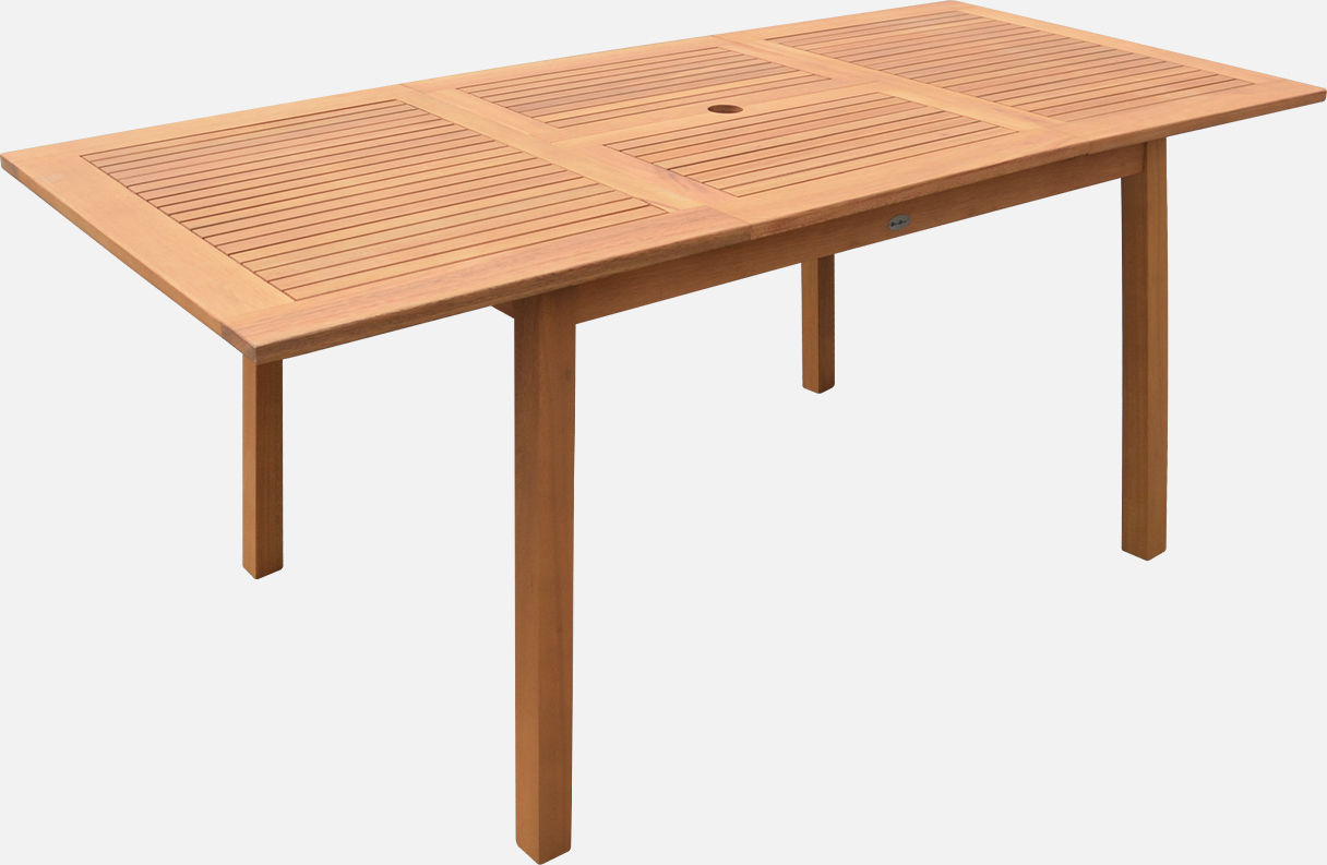 sweeek - Holz-Gartentisch mit Verlängerung 120-180cm - Holzfarben