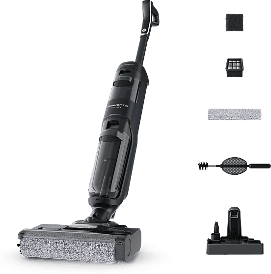Fregona eléctrica - Rowenta X-Clean 2 GZ2251, Wet & dry, 35 min autonomía, Modos ECO/MAX, Ligera, en 1, Aspira y friega, Autolimpieza, 120 W, Negro