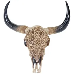 Décoshop26 - Longhorn-Bullenkopf-Trophäe dekorativer Schädel 65 cm Trophäe für drinnen und draußen Wanddekoration 04_0002851