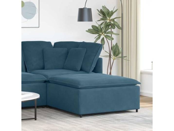 KGCRYUWED Modulares Sofa-Modul, Fußhocker 100x100x48 cm, Samt Blau Metallrahmen für Stabilität, Atmungsaktive Schaumstoffpolsterung