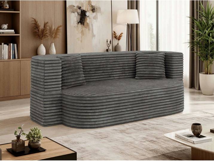 MKS MÖBEL Schlafsofa OVELA, 3-Sitzer Sofa, Schlaffunktion, Schaumstoffsofa Zierkissen, Schlafcouch