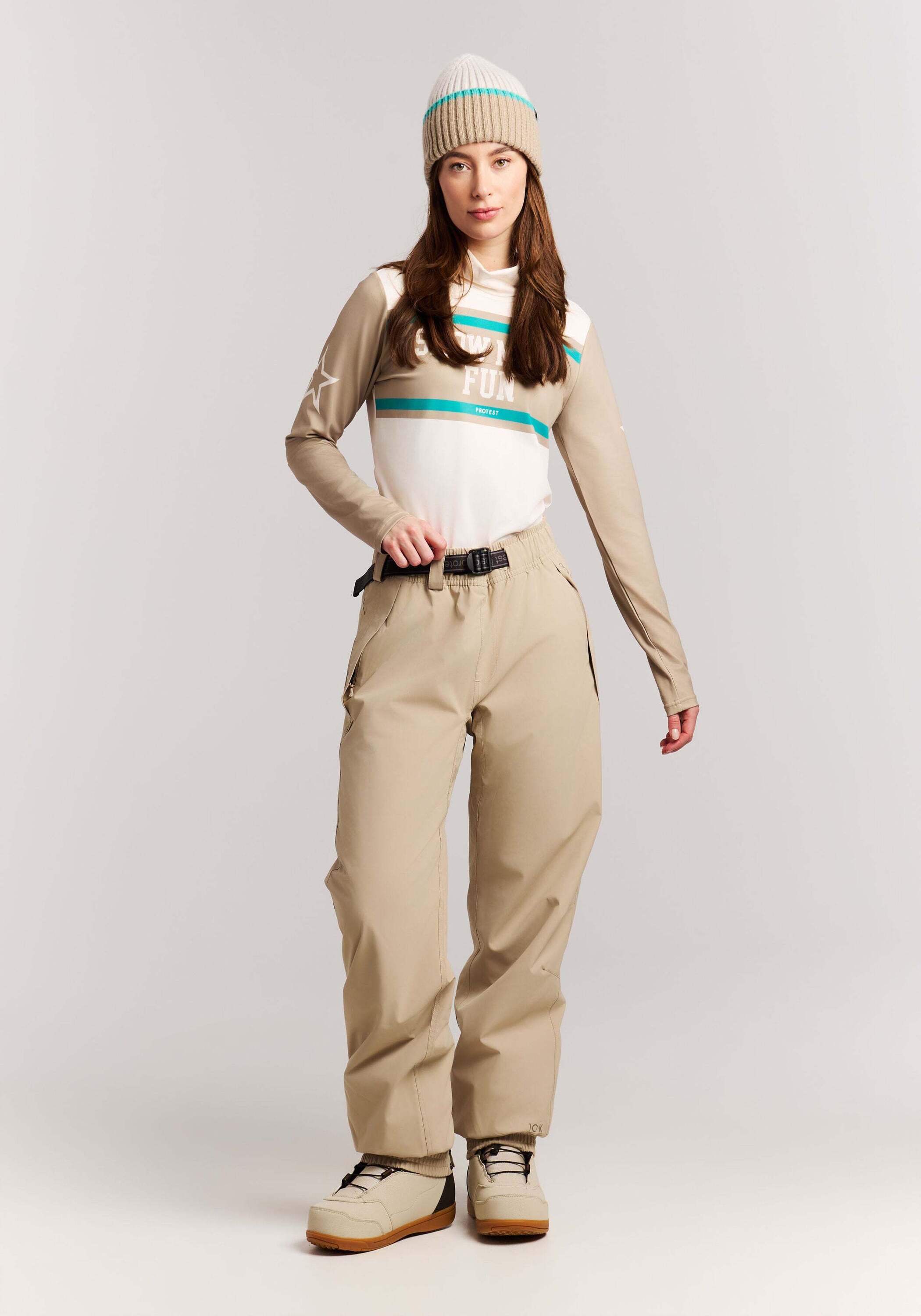 Schneehose PROTEST "Skihose PRTSami" Gr. M, beige (bamboobeige), Hosen, Damen, M, EURO, Obermaterial: 100% Polyester PES., Schneehose bamboobeige M, EURO