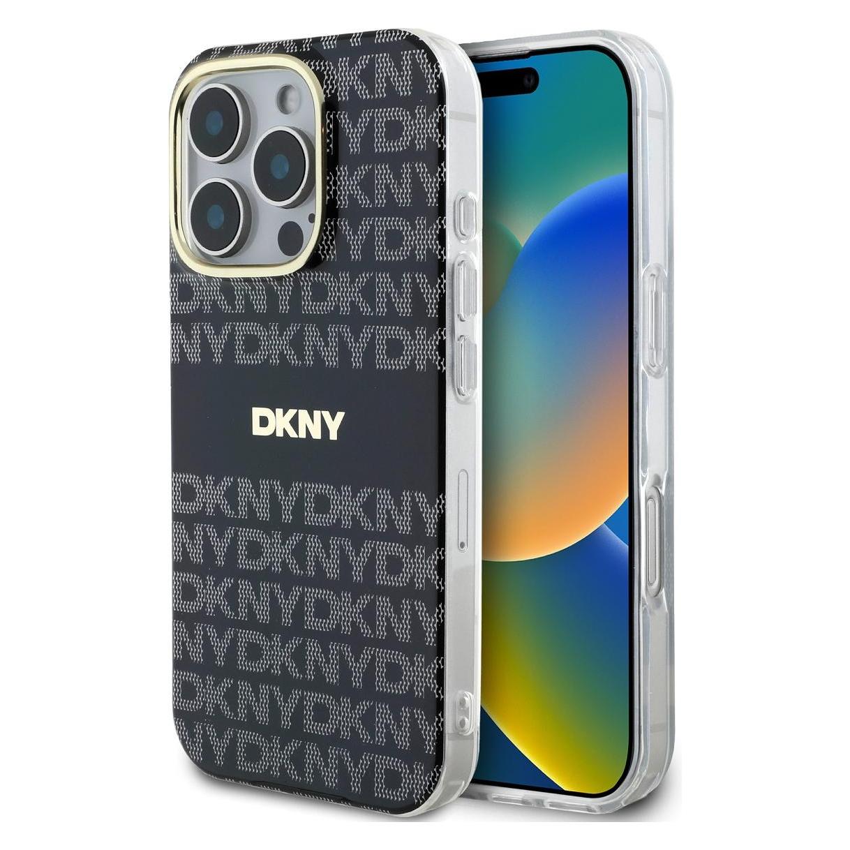 DKNY DKHMP16XHRHSEK iPhone 16 Pro Max 6.9" czarny/black hardcase Repeat Texture Pattern With Stripe (Apple iPhone 16 Pro Max) (DKHMP16XHRHSEK)