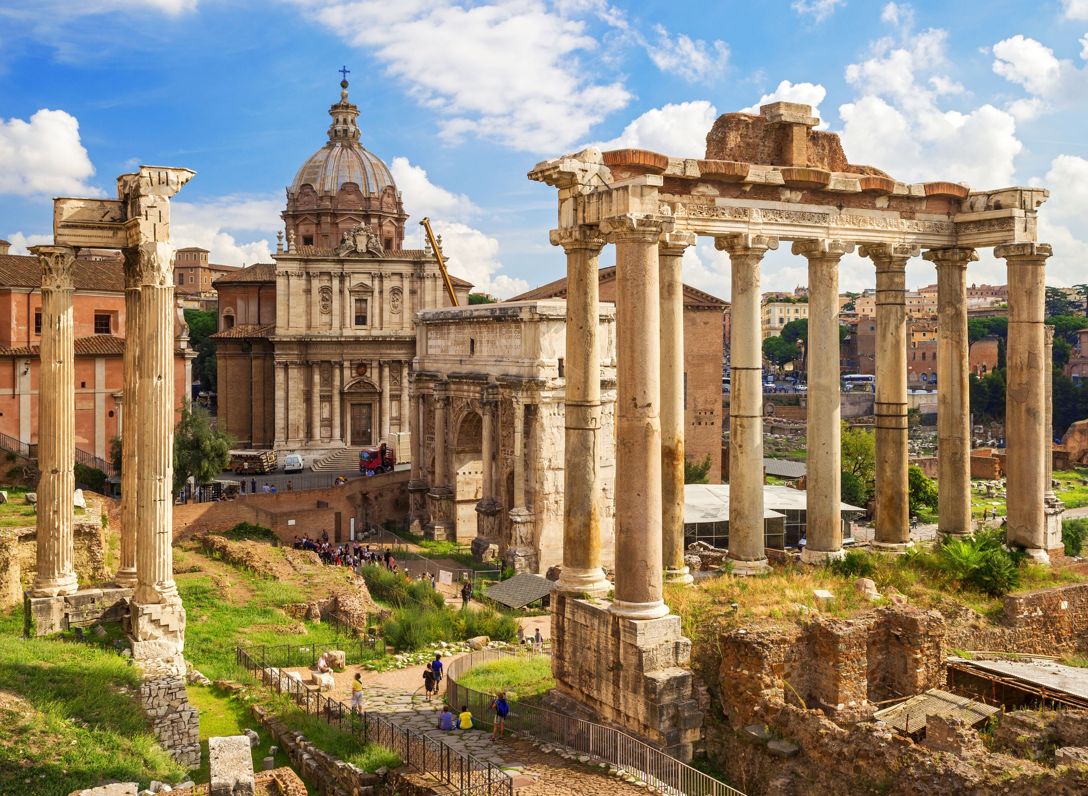 Fototapete PAPERMOON "Roman Forum Rome", bunt, B:5m L:2,8m, Vlies, Tapeten, Fototapete bunt B/L: 5m x 2,8m, Bahnen: 10 Stk.