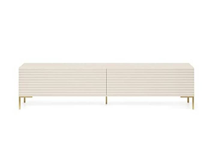 Selsey TV Schrank Board Sideboard Fernsehtisch Fernsehschrank 140 cm Goldene Beine Graubeige Lammelo