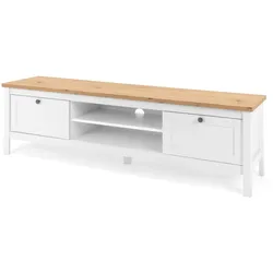 TV-LOWBOARD weiß, Eiche Artisan 160 cm Landhaus, TV-Unterteil mit 2 Schubkästen