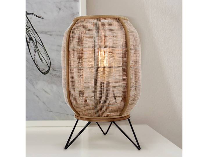 Brilliant Tischlampe Tanah, creme / amber, für Wohn- / Esszimmer, Bambus