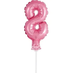 Kuchendeko Mini Folienballon rosa Zahl 8