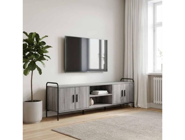 hliofuir TV-Schrank 167,5x33x50 cm Lowboard Fernsehtisch Sonoma-Grau Stabiles Lowboard mit verzinktem Stahlrahmen und reichlich Stauraum für Ihr Wohnzimmer Media Equipment.