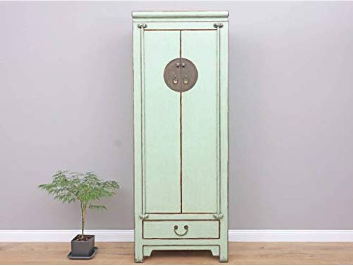 Yajutang Chinesische Hochzeitschrank Massivholz 2 Türen Schrank Mint
