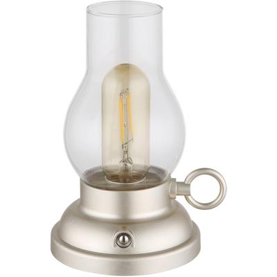 GLOBO LIGHTING LED Tischleuchte "PETRO", beige (champagnerfarben matt), 1, 1 Stk., Leuchten, Akkutischleuchte, mobile Leuchte, Petroleumlampen-Design, LED Tischleuchte