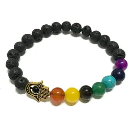 Lava Stone Bracelet - Hamsa Chakra