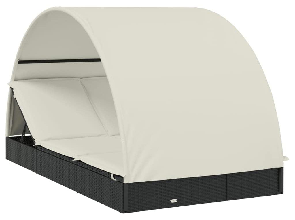 Liegebett für 2 Personen mit Runddach - Poly-Rattan - 211x112x140 cm