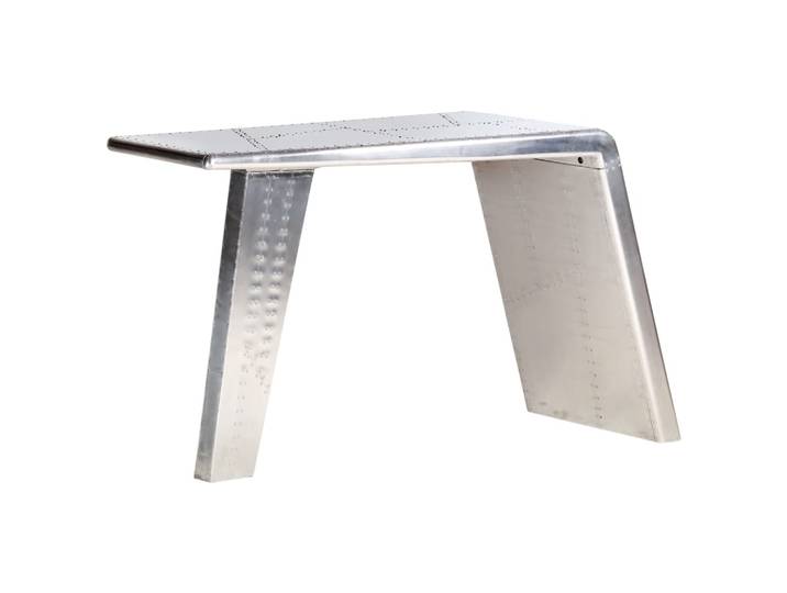 vidaXL Schreibtisch Flugzeugflügel-Optik Silbern 112x50x76 cm Metall