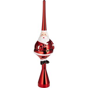 BRUBAKER Christbaumspitze 34900, Dicker Santa, glänzend, rot, Traditionell, aus Kunststoff, 8 x 35 cm