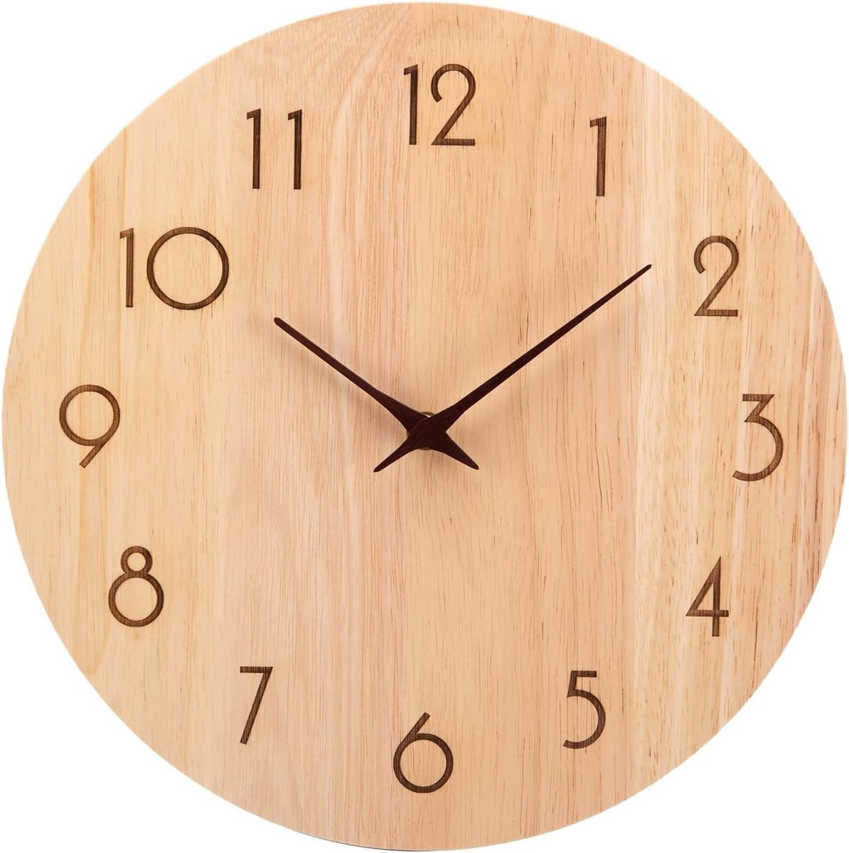 Stijlvolle Houten Wandklok 30cm - Stille Quartz Analoge Wandklok voor Woonkamer, Keuken en Kantoor
