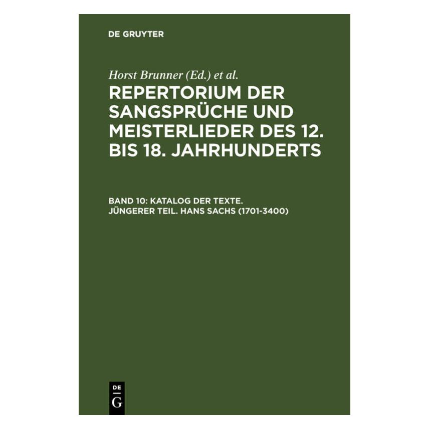 De Gruyter Katalog der Texte. Jüngerer Teil. Hans (Deutsch, Hardcover, Burghart Wachinger, Horst Brunner) (67825214)