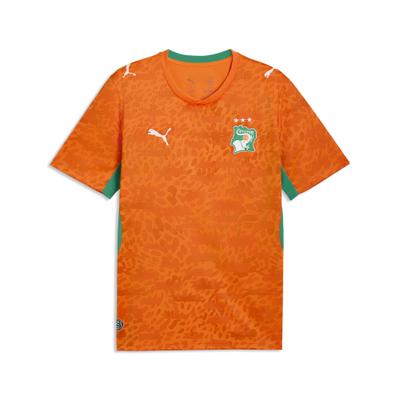 Trainingsshirt PUMA "Elfenbeinküste 2026 Heimtrikot Herren", Herren, Gr. S, rickie orange sport grün, Obermaterial: 100% Polyester. Rippe: 100% Polyester. Einsatz: 100% Polyester, bedruckt, regular fit, Rundhals, Shirts
