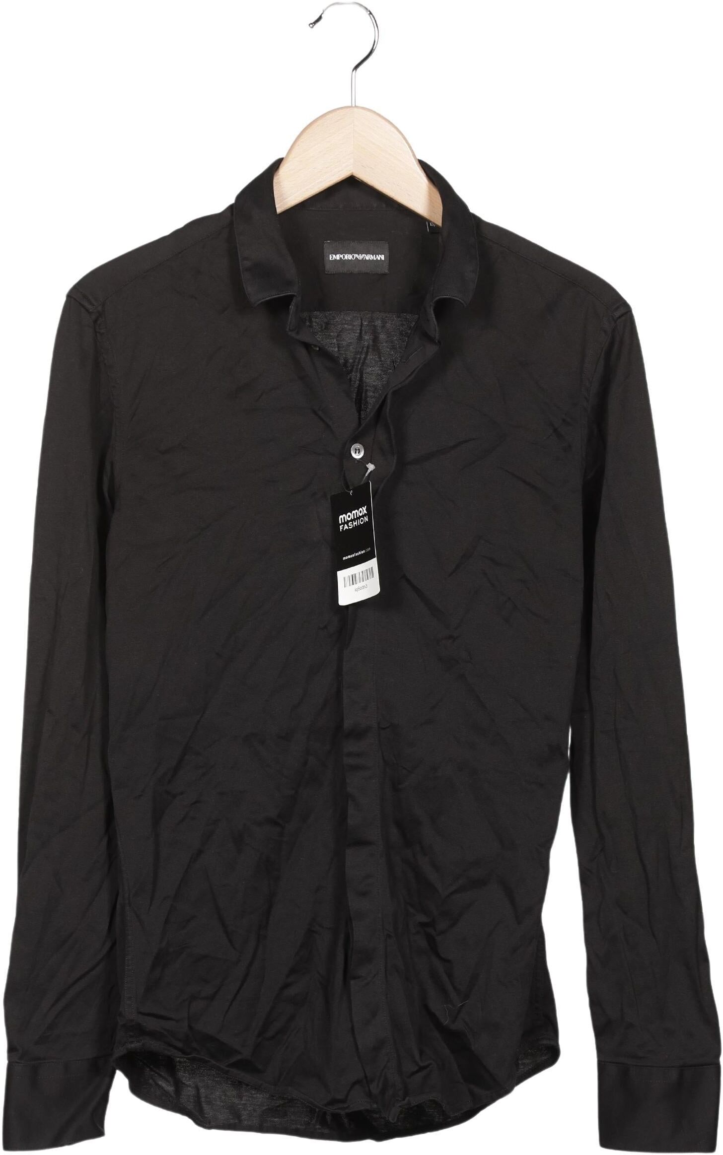 Giorgio Armani Emporio Armani Herren Hemd, Schwarz, Gr. 39, Baumwolle - Second Hand