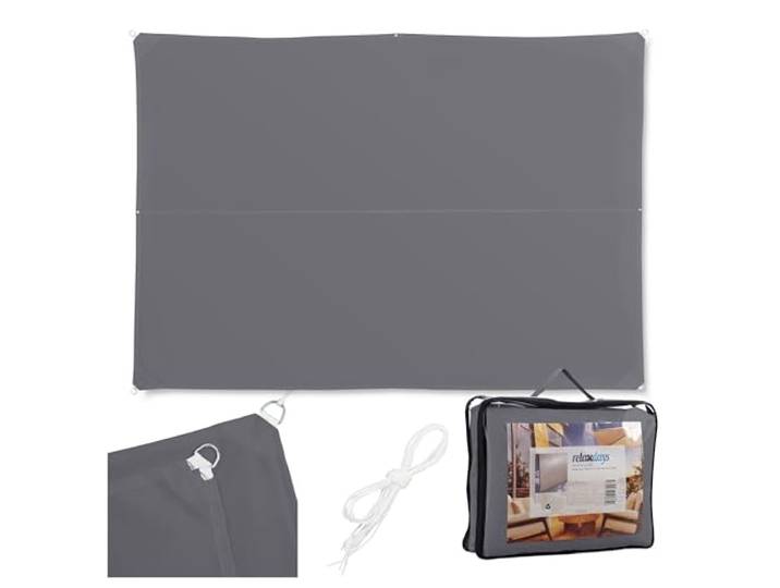 Relaxdays Voile d’ombrage Rectangle 3x4 m diffuseur Ombre Protection Soleil Balcon Jardin UV terrasse imperméable\, Gris\, 3 x 4 m