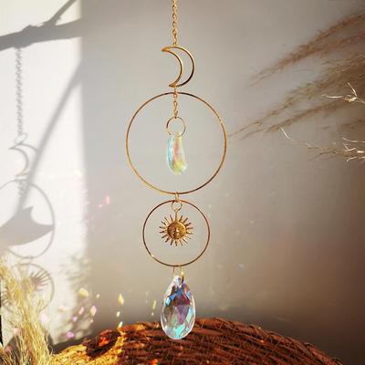Fusion Finds Suncatcher Crystal Sun Moon Prism Rainbow Maker For Garden & Window Decor sun Catcher M0879