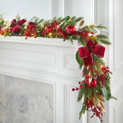 6' Pre-Lit Bordeaux Garland by BrylaneHome in Burgundy