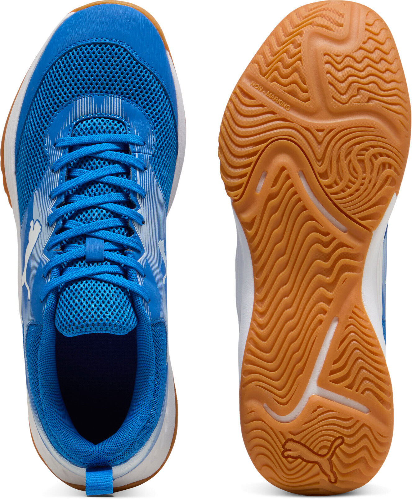 Hallenschuh PUMA "VARION 3", Herren, Gr. 42, Textil, blau (puma team royal, puma weiß), Synthetik, Schuhe Hallenschuh