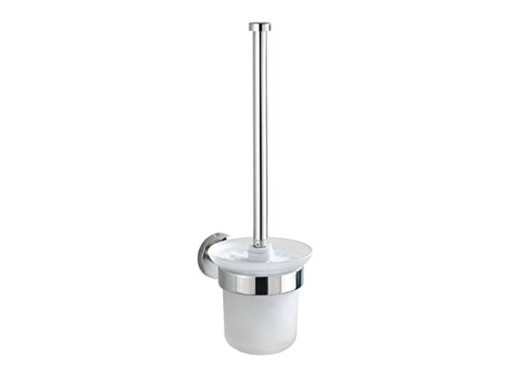 WENKO Porte brossee WC Bosio shine Brosse WC inox murale avec support Inclus vis et chevilles Matériaux inox et verre dépoli Dimensions 10 x 35 x 14 cm Couleur argent brillant
