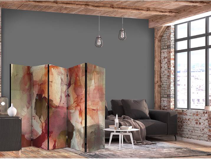Paravent Rose Abstraction 1-seitig Andere Beige 225 x 172cm