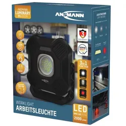 ANSMANN Arbeitsleuchte WL2000R – wiederaufladbare LED Arbeitsleuchte mit 2000 Lumen und Powerbankfunktion