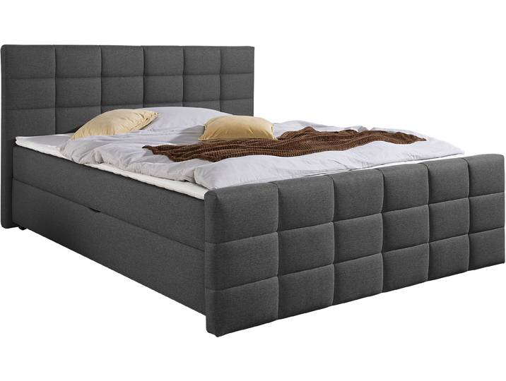 Boxbett HOME AFFAIRE, anthrazit, B:187cm L:220cm, Komplettbetten, Boxbett mit Bettkasten und Fußteil, inkl. Topper