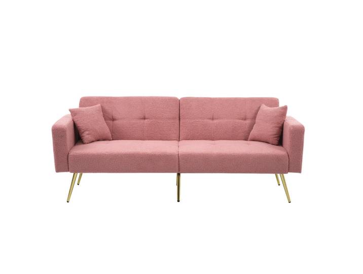 Oxeza Schlafsofa 175/64/72 cm Rosa Wollstoff mit Kissen und seitlichen Aufbewahrungstaschen, Mode, Rechteckig, 64x72x175 cm, Babymöbel & Kindermöbel, Kinderzimmer & Jugendzimmer, Schlafsofas