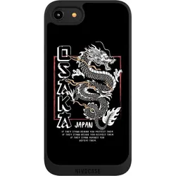 Nivocase Handyhülle für Apple iPhone 7 Hülle NIVOpure Case Schwarz Drache Japan Meer (Apple iPhone 7), Smartphone Hülle, Schwarz