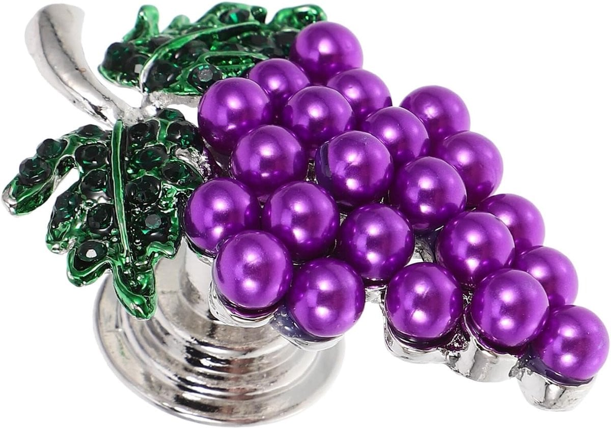 Paarse decoratieve metalen kastknop in fruitvorm met een diameter van 5,3 cm