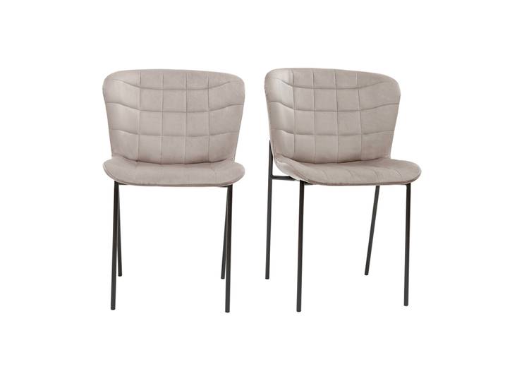 Chaises design en tissu velours taupe et métal noir (lot de 2) SAIGA