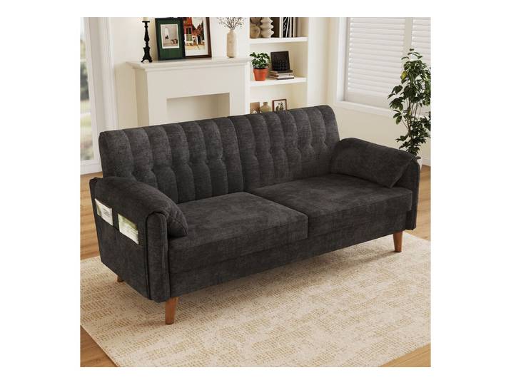 i@home 2-Sitzer Polstersofa, 2 Sitzer Sofa Klein Couch,Doppelsofa, 160cm Polstersofa aus Chenille-Stoff, Doppelsofa,Wohnzimmer,dunkelgrau