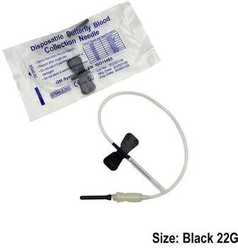 Uplifted Finds Vascular Access Butterfly System (Multi Pack) 50 Pcs Black 22 G