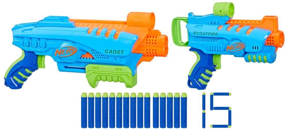 Nerf Elite Junior Ultimate Starter Set – 2 Blasters, 15 Darts ; 2 Targets for Kids Aged 6 and Up