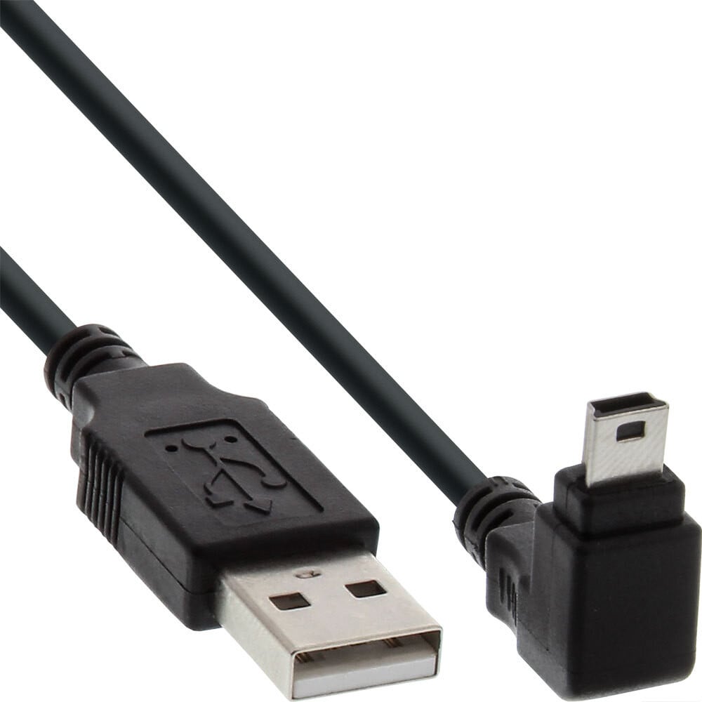 InLine USB 2.0 Mini-kabel A naar Mini-B 5-polig haaks naar beneden 90 graden zwart 2 meter