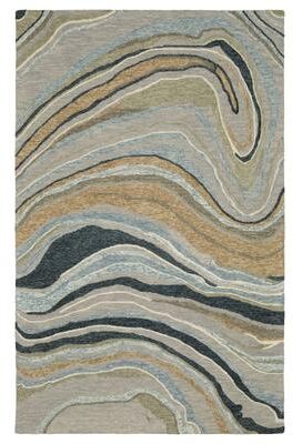 Style Haven Kitt Handmade Wool Abstract Waves Grey/ Blue Area Rug