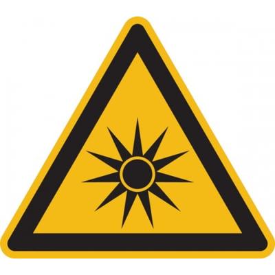 König Werbeanlagen Warnschild, Warnung vor optischer Strahlung W027 - ASR A1.3 (DIN EN ISO 7010) - 200 mm Folie selbstklebend