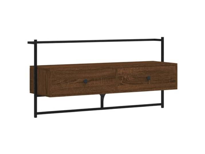 KUPTYERFG TV-Wandschrank Braun Eiche 100,5x30x51 cm Lowboard Wandhängendes TV-Board für Wohnzimmer und Schlafzimmer, mit praktischen Schubladen für Kleinigkeiten, pflegeleicht.