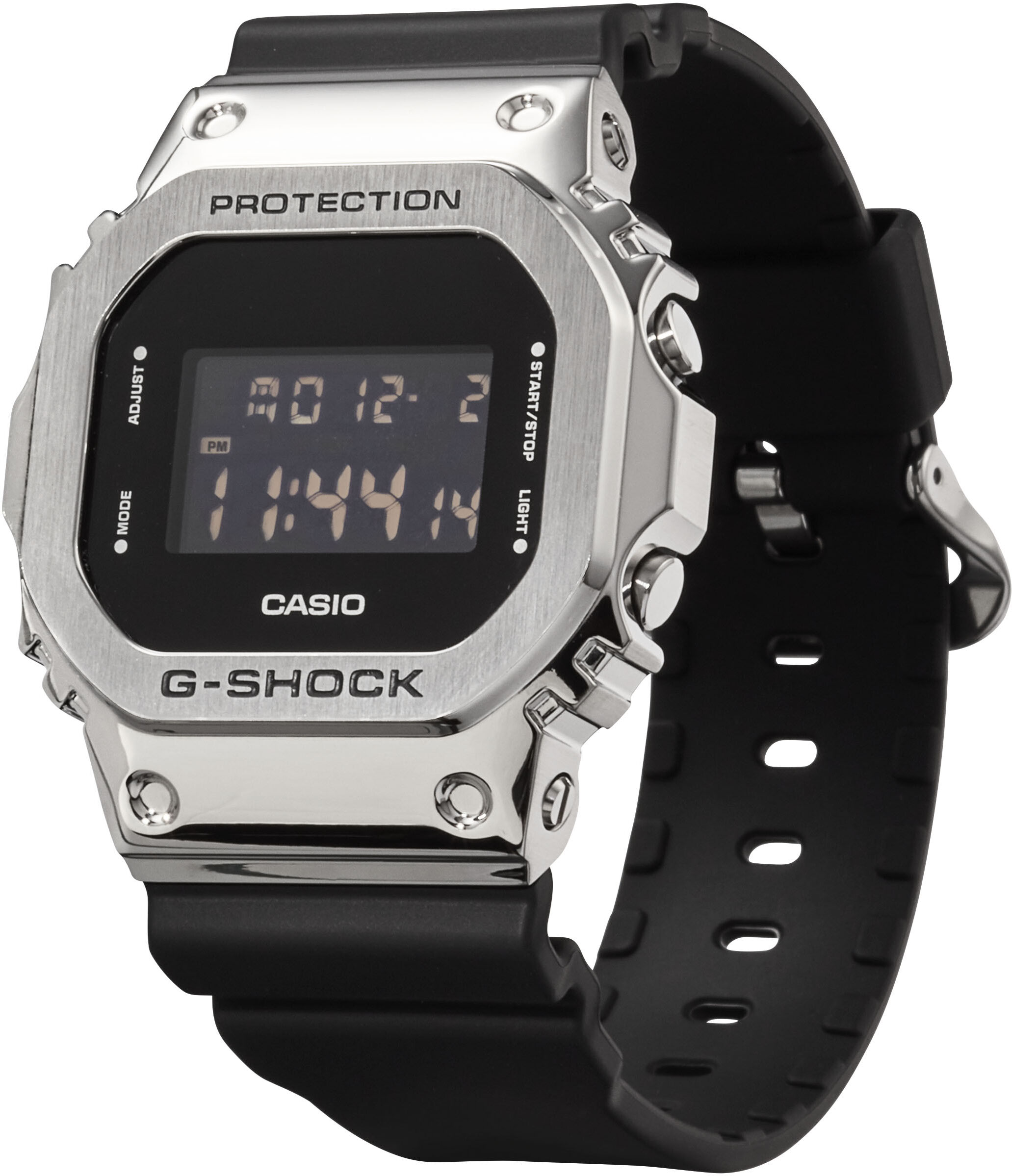 Chronograph CASIO G-SHOCK, silber (schwarz, silberfarben, silberfarben), Armbanduhren, Herren, edelstahlfarben, Chronograph, Quarzuhr, Armbanduhr, Herrenuhr, digital, automatischer Kalender