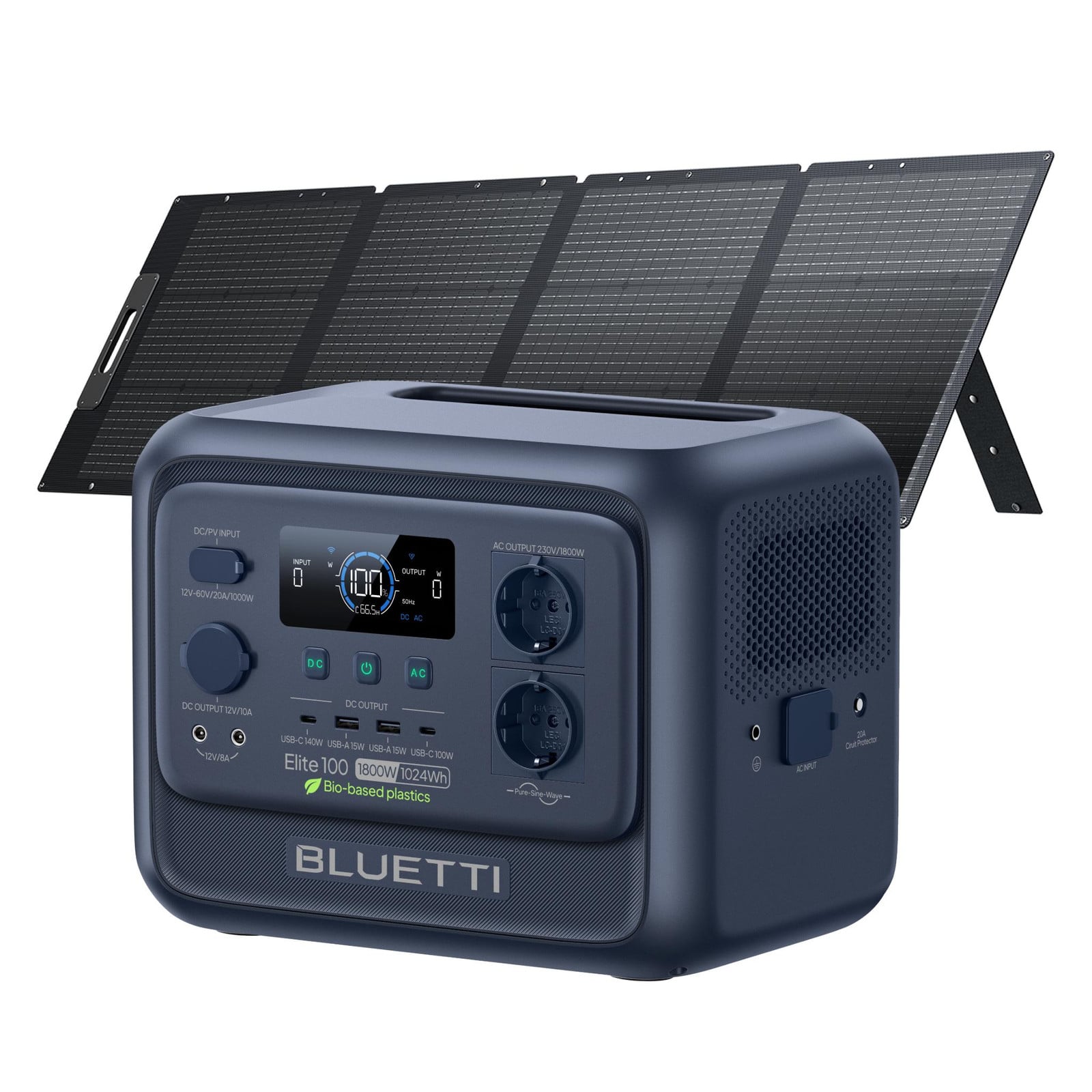 Bluetti Zonnengenerator Elite 100 V2 met 200W zonnepanelen, 1024 Wh draagbare powerstation voor kamperen en noodstroom